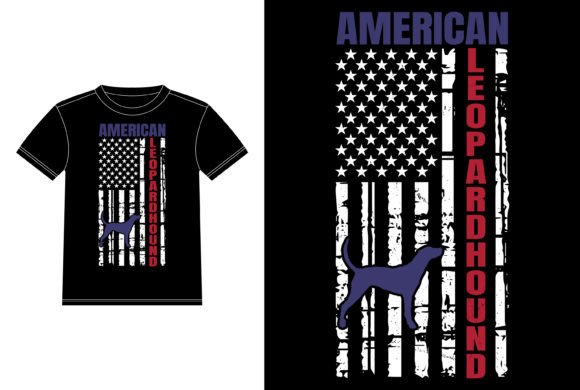 4th of July American Leopard Hound Graphics & T-Shirt Designs