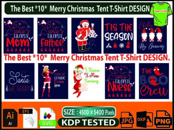 Merry Christmas Best Tent T-Shirt Design: Graphics & Print Templates
