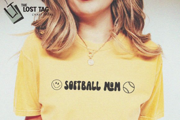 Softball Mom Retro Smiley: Graphics & Print Templates